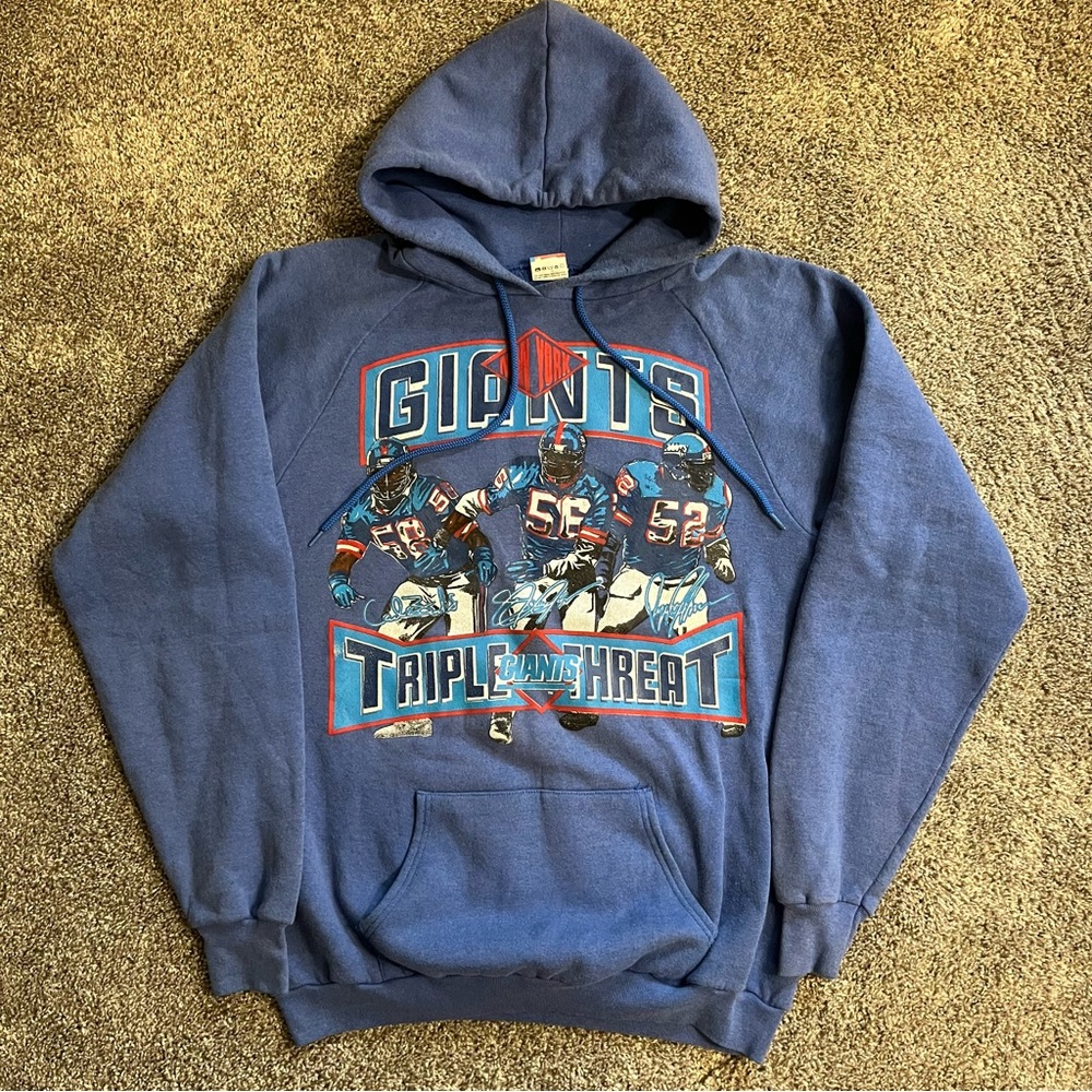 Vintage 90s New York Giants Hoodie Sweatshirt Size XL
